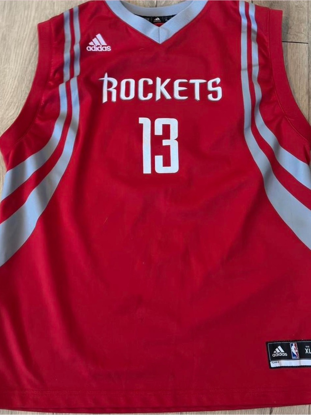 James harden adidas Rockets #13 Red and Silver Basketball Jersey